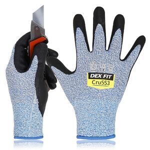 DEX FIT CRU553 Cut Resistant Gloves ANSI A5 Touchscreen Blue Size L
